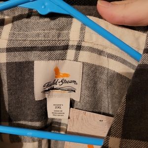 Field & Stream Womens flannel shirt, size 2xl-white/grey